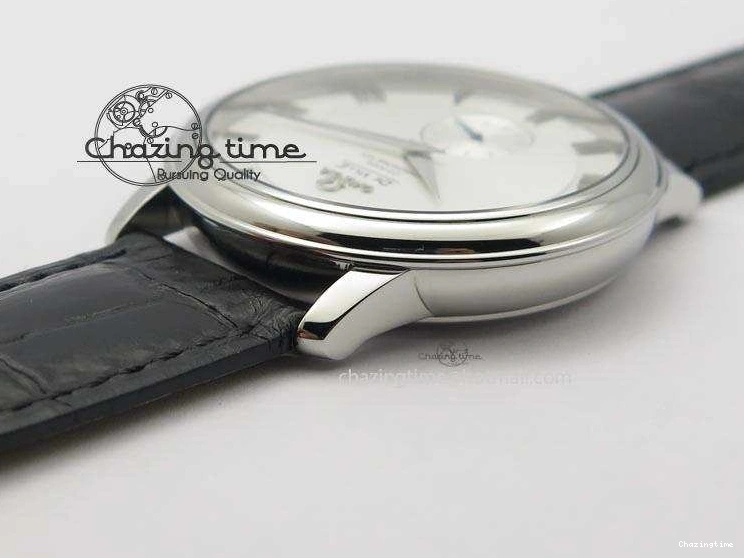 0404 Flexible De Ville MK 1:1 Best Edition SS White Dial On Black Leather Asian Seagull T1701 (Sec@6) 8244